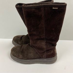 Skechers 48673 Chocolate Brown Suede Winter Snow Boots Tall Sherpa size 7